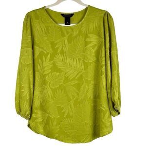 Investments Women’s Textured Green Leaf Blouse Medium